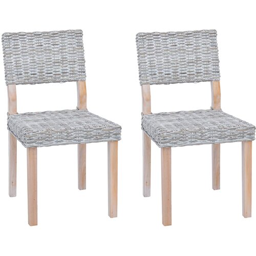  Stolac za blagovanje 2 pcs Kubu Ratan Bijelo pranje Slike