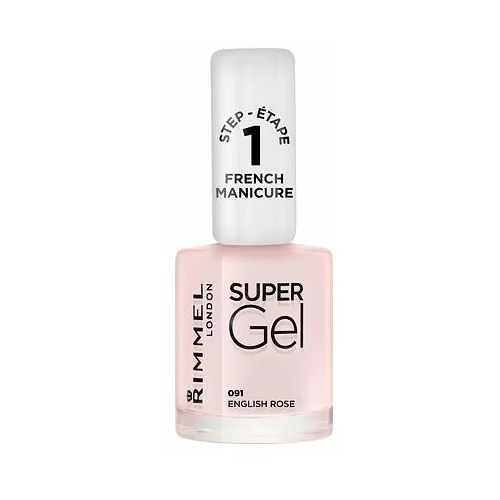 Rimmel London super gel french manicure STEP1 gel lak za nokte za francusku manikuru 12 ml nijansa 091 english rose