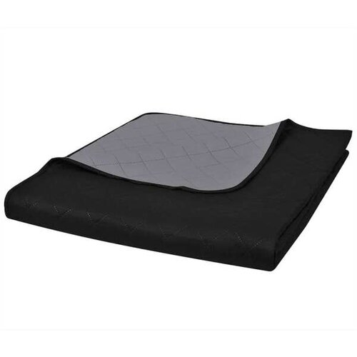  130883 Double-sided Quilted Bedspread Black/Grey 170 x 210 cm Cene