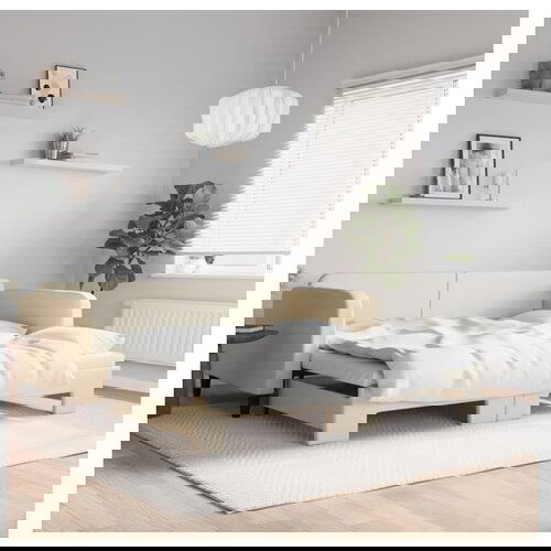 VidaXL Izvlečna dnevna postelja krem 100x200 cm blago Slike