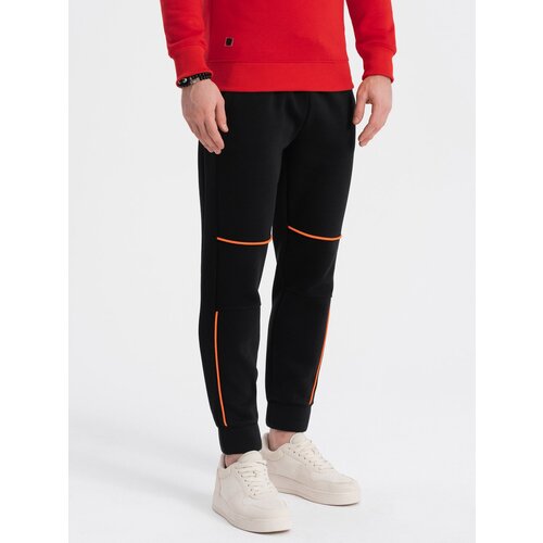 Ombre Men's sweatpants with contrast stitching - black Cene