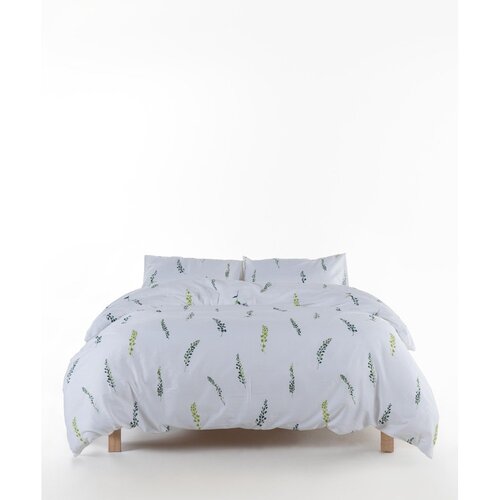 Mila Home Luxury Bijela/zelena posteljina za krevet za jednu osobu od pamučnog satena 140x200 cm Marseille Floral &amp;ndash; Slike