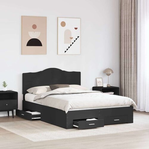  Konstrukcija postelje Črna 140 x 190 cm Konstruiran les, (5000121143) Slike