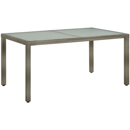 VidaXL Vrtna miza 150x90x75 cm kaljeno steklo in poli ratan siva Slike