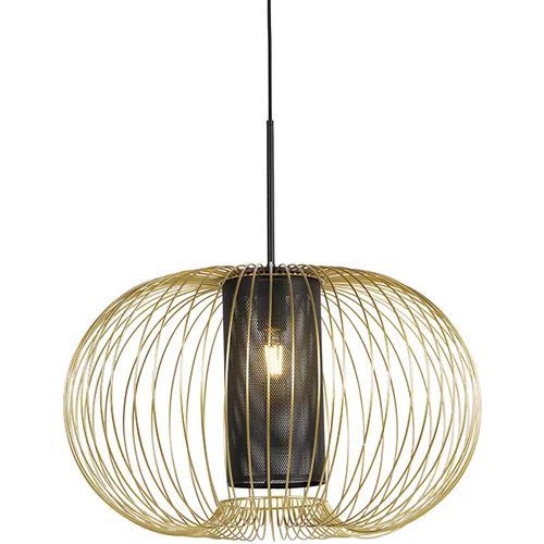 QAZQA Dizajn viseča svetilka zlata s črno 60 cm - Marnie