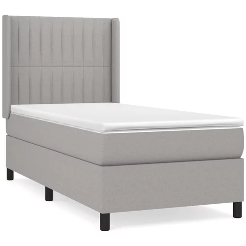 vidaXL Box spring postelja z vzmetnico svetlo siva 80x200 cm blago, (20930476)