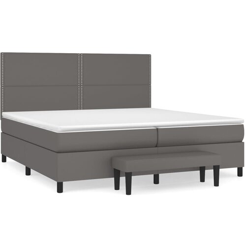 VidaXL Box spring postelja z vzmetnico siva 200x200 cm umetno usnje, (20897461) Slike