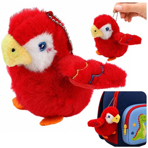  Plush Bird Parrot Mascot on a Keychain with a Pendant Red 9 cm Cijene