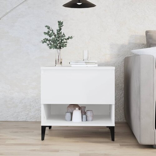 vidaXL Stranska mizica bela 50x46x50 cm inženirski les Cene