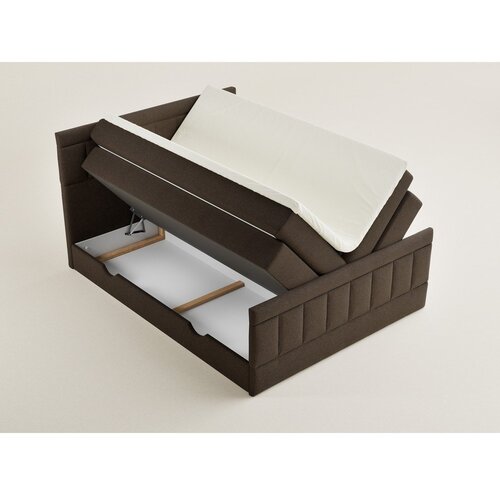 Maison de R&amp;ecirc;ve Smeđi boxspring krevet s prostorom za odlaganje 200x200 cm Caya &amp;ndash; Slike