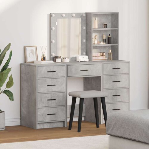  Set toaletnog stola od 3 dijela s LED - Siva boja betona konstruirano drvo Cijene