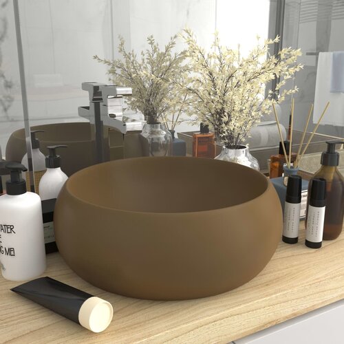 The Living Store Razkošen umivalnik okrogel mat krem 40x15 cm keramičen - Razkošen Umivalnik, (21669672) Cene
