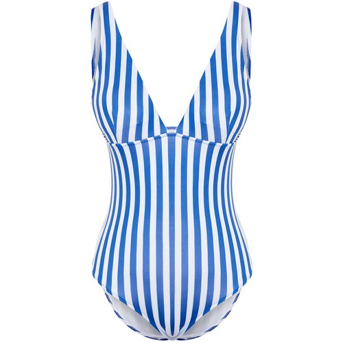 Trendyol Striped V-Neck Swimsuit Slike