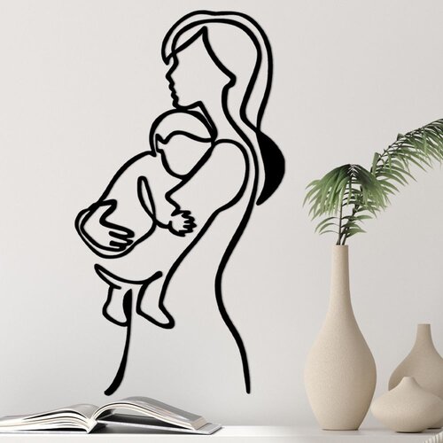 Wallity Zidna dekoracija Mother And Baby, 70 x 0,15 x 39 cm, Crna Cene