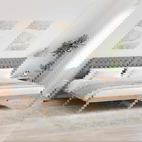 vidaXL Posteljni okvir z oblazinjenim vzglavjem Rjava 200 x 200 cm Cene