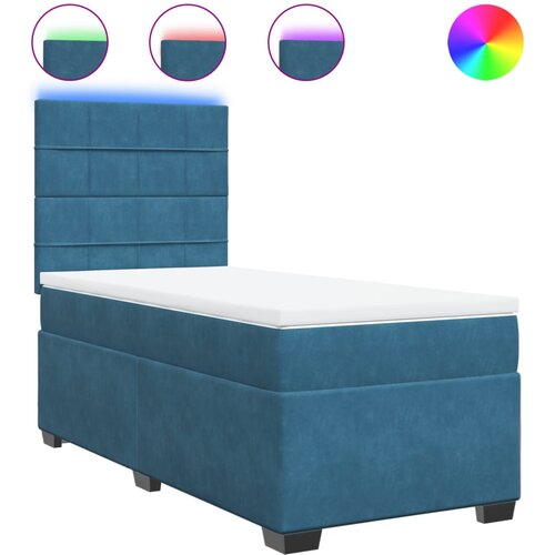 VidaXL Box spring postelja z vzmetnico modra 80x200 cm žamet, (21308509) Slike
