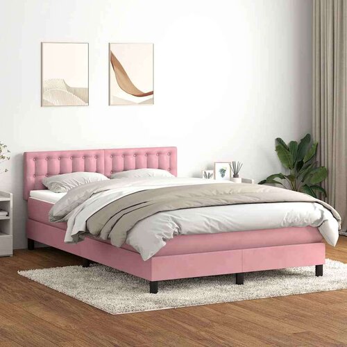  Boxspring - Krevet s oprugama i madracem ružičasti 160x210 cm baršunasti - Ružičasta 160 x 210 cm gumbi Cene