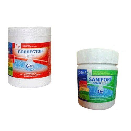 Sani-hem Set hemije za bazene Korektor pH- i Sanifort Combi 3u1 15147/ 15146 Slike