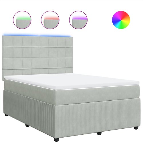 vidaXL Box spring postelja z vzmetnico svetlo siva 160x200 cm žamet, (21306292) Cene