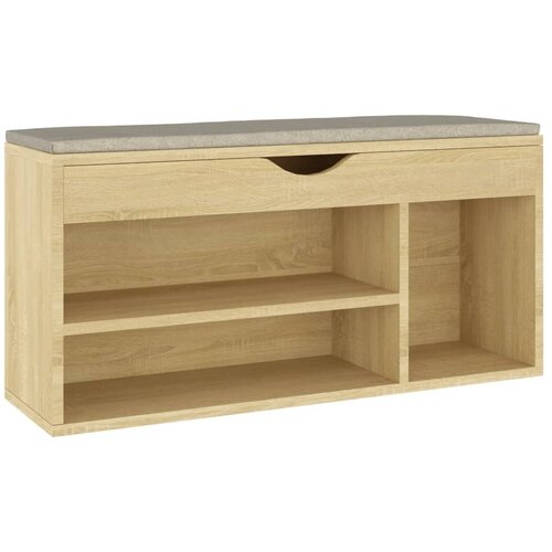 Maison Chic Klop za čevlje - Sedež za čevlje z blazino sonoma hrast 104x30x49 cm inžen. les, (21777850) Slike