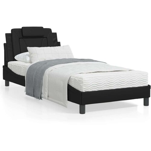  Okvir kreveta s LED svjetlima crni 90 x 190 cm od umjetne kože Slike