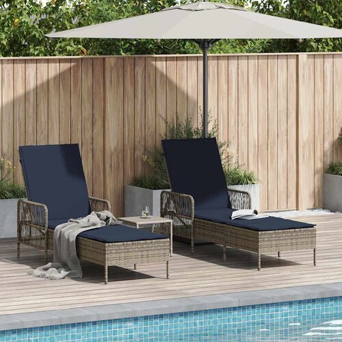  Ležaljka 3 pcs Siva i tamnoplava 200 x 55 x 92 cm poliratan Cene