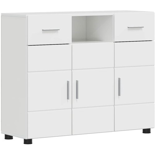  Drveni ormar s ladicama Visoki sjaj bijela 88,5 x 30,5 x 73 cm Slike