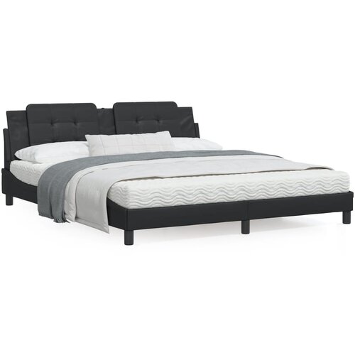 vidaXL Posteljni okvir z LED lučkami črn 180x200 cm umetno usnje Cene