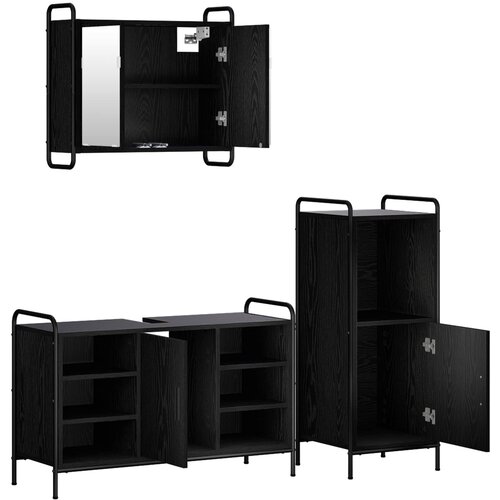  Set ormarića za kupaonicu 3 kom. Crni hrast 40 x 36 x 99,5 cm Slike