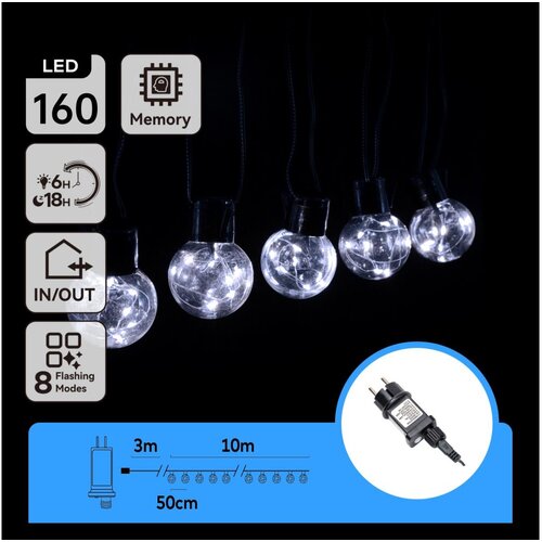 Aigostar led spolja&scaron;nja dekorativna girlanda 160xLED/3,6W/230V 10m IP44 hladno bela Cene