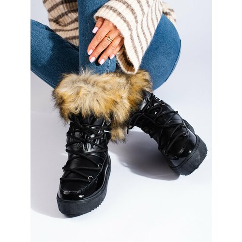 VINCEZA Black snow boots with Shelovet fur Slike