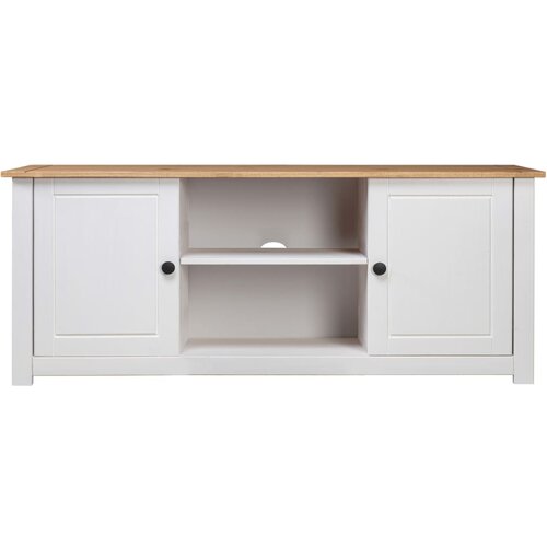 Maison Chic TV omarica - TV stojalo - Televizijska omarica bela 120x40x50 cm trdna borovina Panama Range, (21701166) Slike