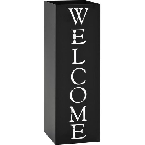 VidaXL Stojalo za dežnike Welcome iz jekla črne barve Slike