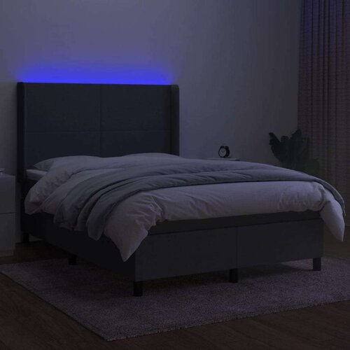  Box spring s madracem LED tamnosivi 140x190cm od tkanine Slike