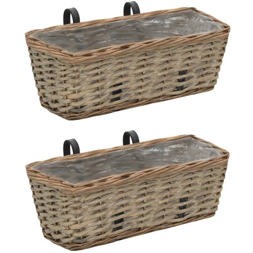 vidaXL Balkonsko cvetlično korito 2 kosa pleteno s PE obrobo 40 cm, (20618464) Cene