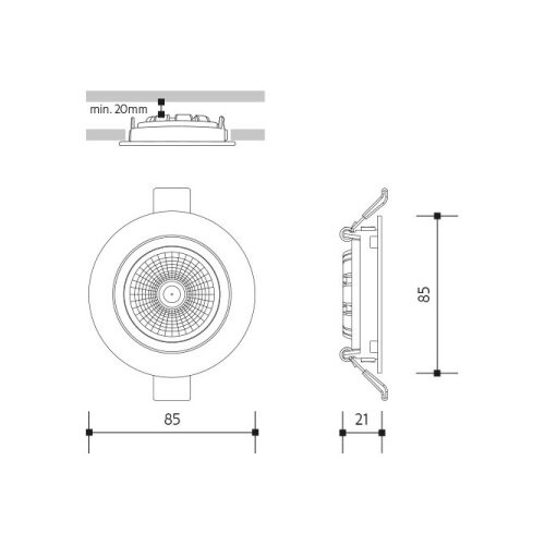  ugradna led svetiljka LED/6W/230V 3000K &amp;oslash; 8,5 cm crna Slike
