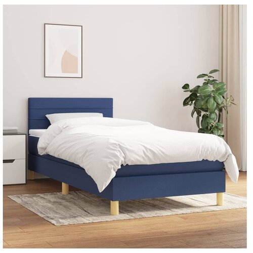VidaXL Krevet s oprugama i madracem plavi 80x200 cm od tkanine Slike