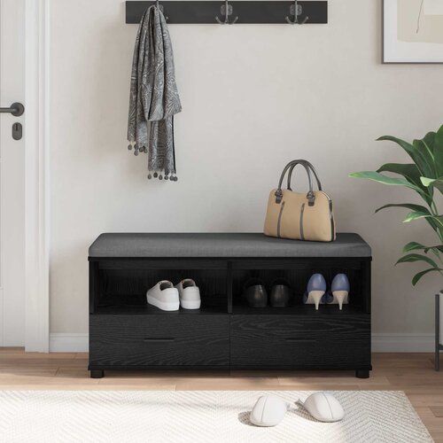  Klupa za hodnik s jastukom Crni Hrast 100 x 38 x 46 cm Slike