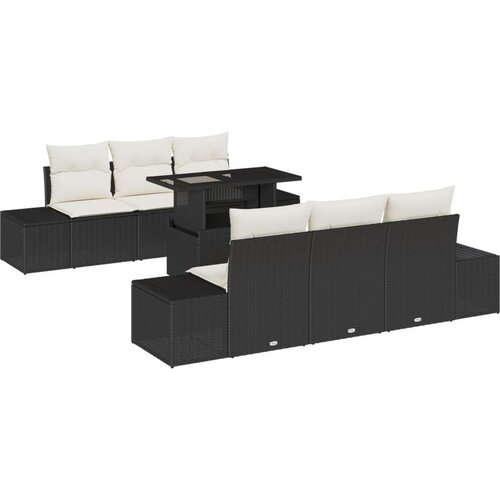  Vrtni set sofa Set od 7 Crna Ratan vika Vrtni set sofa Slike