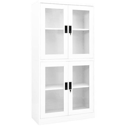 vidaXL uredski ormarić bijeli 90 x 40 x 180 cm čelik i kaljeno staklo Cijene