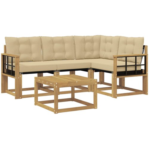 vidaXL Zunanja garnitura za sedenje z blazino 5 pcs Bela in bež, (5000281333) Cene