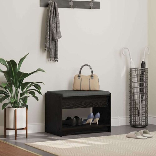 Klupa za hodnik s jastukom s policom Crni Hrast 63 x 38 x 45 cm - Crni hrast 63 cm Cijene