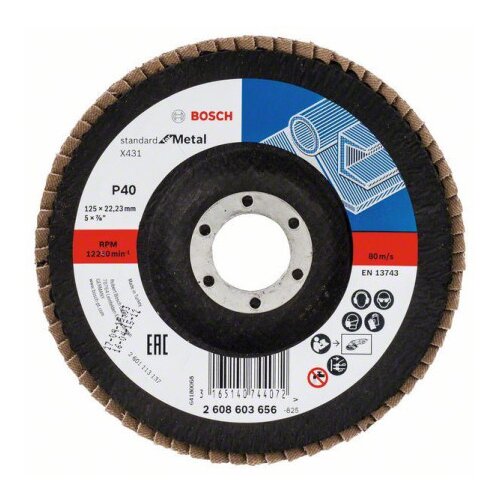 Bosch lamelni brusni disk X431, standard for metal 125 mm, 22,23 mm, 40 ( 2608603656 ) Slike