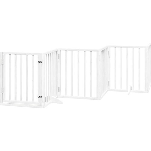  Vrata za pse s vrata&amp;scaron;cima 9 panela sklopiva 450 cm drvo topole Bijela 50 x 60 x 2 cm Slike