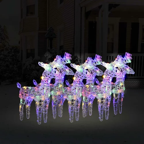 vidaXL Božični severni jeleni 6 kosa večbarvni 240 LED akril