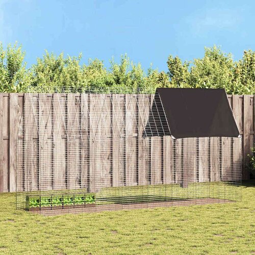  Kletka za zajce srebrna 400 x 100 x 210 cm Cinkana jeklena, (5000204306) Slike