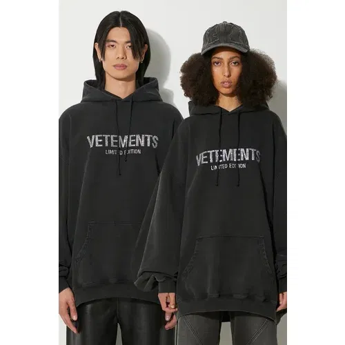 Vetements Dukserica Crystal Limited Edition boja: crna, s kapuljačom, s aplikacijom, UE64HD650B