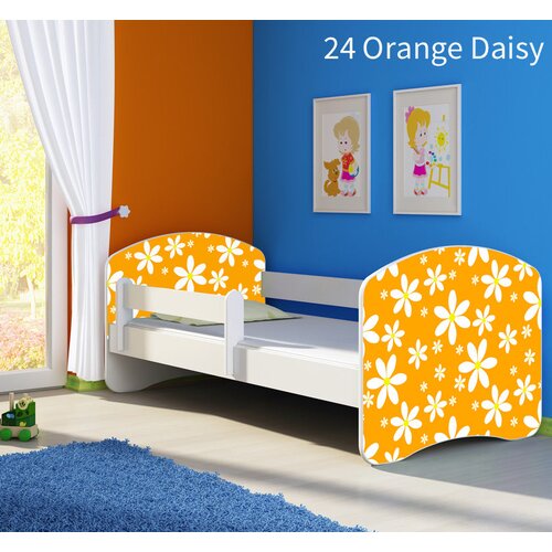  Dječji krevet ACMA s motivom, bočna bijela 180x80 cm 24 Orange Daisy Cijene