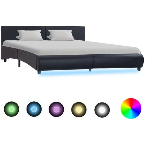  Okvir za krevet od umjetne kože s LED svjetlom crni 160x200 cm Cene