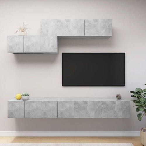 vidaXL 6-dijelni set TV ormarića siva boja betona od iverice Cijene